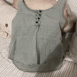 Green Checkered Tank Top